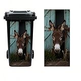 Vesvory Mülltonnen-Aufkleber, Motiv: Esel, Rinder, Tiere, Maus, Mülltonne, Aufkleber, Mülltonnen, Garten, Terrasse, Dekoration, 37 x 82 cm, 2 Stück (Donkey)