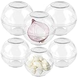 BAIFULAI 6 Stück Zwiebeldose, Frischhaltekugeln Knoblauch & Zwiebeln, Kühlschrank, Kunststoff, 7 & 9 cm Ø, transparent, Zwiebel Knoblauch aufbewahrung