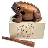 Purity Style Quakender Holzfrosch Guiro in Geschenkverpackung - Schlaginstrument aus Fairem Handel (16cm lang)