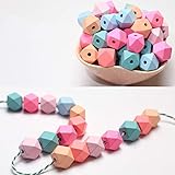DAHI perlen 70stk holzperlen 15mm bunt holzkugeln gemischte holz perlen mit loch bastelnperlen für DIY Schmuck Herstellung (bunt-C/15mm-70stk)