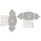 OSALADI Diamant Haarkamm Clip aus Legierung im Retro Stil Silberner Steckkamm mit Kristallklaren Strasssteinen Haarschmuck für Hochzeiten und Festliche Anlässe