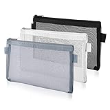 Thinp 3 Stück Transparente Federmäppchen Nylon-Netzstoff Zip Mesh Reißverschluss Beutel Stifteetui Clear Exam Pencil Pouch Tragbares Schreibwarenetui für Schule Bürobedarf Kosmetik Aufbewahrungsbeutel