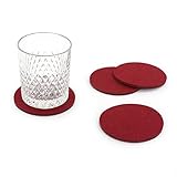 Oblique Unique® Filzuntersetzer rund 4er Pack für Tisch und Bar - Glasuntersetzer Untersetzer aus Filz (Bordeaux)