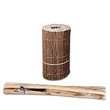 Beeteinfassung Weide 40cm Höhe Rollzaun Steckzaun Weidenmatte Teichumrandung Gartendeko + 7x Steckpfosten + Kabelbinder