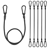 Spanngummi mit Karabiner,Expander mit Karabiner 100cm 6er Hochelastisches Latex-Gepäckspanner Gummispanner mit Haken für Gepäckträger, Fahrrad, Plane, Anhänger.Schwarz.