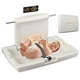 Horizontale Baby-Wickelkommode, Wickeltisch und Schild, Wandmontage, Baby-Wickelstation mit Sicherheitsgurt, Wickeltische für gewerbliche Badezimmer, Grau / Weiß