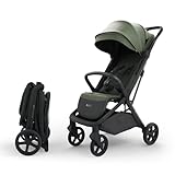 Kinderkraft NUBI 3 Buggy bis 22 kg, automatisch zusammenklappbar, große EVA-Räder, Mesh-Sitz, 5-Punkt-Gurt magnetisch, UPF50+ Verdeck, Liegeposition, Korb 5 kg, Becherhalter, Moskitonetz, Grün