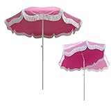 Strandschirm mit Fransen, 200 cm, UV-Schutz, wasserdicht, verstellbar, Gartenüberdachung, tragbarer Terrassen-Sonnenschutz, perfekt für Outdoor-Aktivitäten, kein Sockel erforderlich