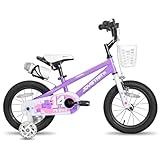 JOYSTAR Pluto Kids Bike 16 Zoll Kinderfahrrad für Jungen Mädchen im Alter von 4-7 Jahren, Kinderfahrräder mit Stützrädern, Lila