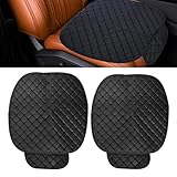 aleawol 2 Stück Sitzkissen Auto Vordersitze Universal PU Leder Sitzkissen Autositz Autositzauflage Anti Rutsch Autositzkissen, Weich und Atmungsaktiv Auto Sitzauflagen für Autositze (Schwarz)