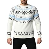 Weihnachtspullover lustig, Norweger Pullover Herren Ugly Christmas Sweater Mit Half Zip Warm Strickjacke Weihnachtspulli Stehkragen Winter Weihnachtspullover Winterpullover