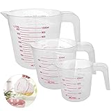 Surflyee Messbecher Set 250ML 500ML 1000ML Präzisions Messbecher Transparent Kunststoff messbecher küche measuring cup mit Griff, BPA free Messbecher für Küche Backen Labor, Leicht zu lesen & messen