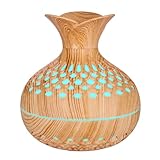AVZYARDY USB-Luftbefeuchter mit buntem Nachtlicht, Blumen-Luftbefeuchter, geräuschlos, Aromatherapie-Diffusor, Blumenvase, Holzmaserung, Luftbefeuchter, Nebel-Luftbefeuchter for Büro/Zuhause