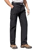Vthereal Cargohose Herren Wanderhose mit 7 Taschen Outdoorhose Wasserdicht Softshellhose Trekkinghose Freizeithose, Schwarz, M
