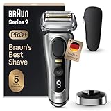 Braun Series 9 Pro+ Rasierer Herren Elektrisch, Elektrorasierer mit 5+1 Ultradünnen Präzisionsklingen, Rasierapparat ProTrimmer & Ladestation, 60 Min Akku, Wet & Dry, Made in Germany, 9517s, Silber