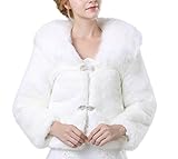 Icegrey Elfenbein Kunstpelz Hochzeit Wrap Birdal Abend Partei Brautjungfern Schal Cape Weiß