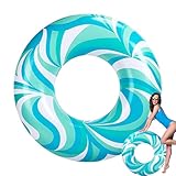 Schwimmbad-Sicherheitsring - Schwimmring mit Wasserwellen-Druckmuster | Schwimmring für Kleinkinder, Donut-Form, Rettungsring, Integriertes Ventil