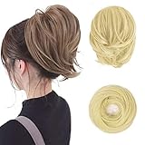 BARSDAR Haarteil Hair Extensions Haarknoten-Pferdeschwanz-Verlängerung,Gerades synthetisches Haarteil, kurzes Pferdeschwanz-Brötchen, Haarschmuck einfach Scrunchie für Frauen 613# Bleichblond