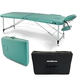 VENDOMNIA Mobile Massageliege - Aluminium mit 2 Zonen höhenverstellbar inkl. hochwertiger Kopfstütze Tasche Armlehnen - Farbwahl Klappbar, Massagetisch Massagebett Massagebank Behandlungsliege