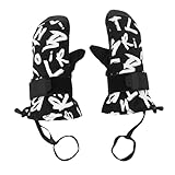 Pilipane Junior-Ski-Fäustlinge mit Handgelenkschützern, wasserdicht, isoliert, warm, Snowboard-Fäustlinge für Kinder, Outdoor-Wintersport, Schwarz, Paar (M)