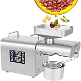 ATAAY Ölpressemaschine Ölpresser Heiß-Kalt-Ölextraktor Expeller Intelligentes Bedienfeld/LCD-Touchscreen/Edelstahl in Lebensmittelqualität/Eingebautes Drucklager