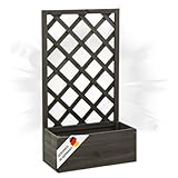 DELUKE Rankkasten Gartenspalier MINO grau | 90x50x25cm | Spalier mit Blumenkasten mit Rankgitter Rankhilfe mit Pflanzenkasten Blumenkübel Pflanzgefäß