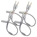 KOMBIUDA 4 Stück Geflochtene Y-Splitter Audiokabel Stereo-Headset-Adapter Stabile Buchse Fach Stecker Kompatibel mit Smartphone Tablet Pc und Mikrofon
