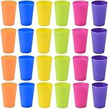 KAHEIGN 24Pcs Plastikbecher Wiederverwendbare Becher, 250ml Trinkbecher für Kinder, 6 Farben Bunt Campingbecher Set ideal für Küche, Partys im Freien, Picknick, Grillabende, Reisen und mehr