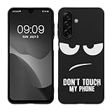 kwmobile Hülle kompatibel mit Samsung Galaxy A17 4G / 5G - Handyhülle Silikon Case - Don't Touch My Phone Weiß Schwarz