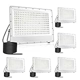 Fosingut LED Strahler Außen,200W LED Scheinwerfer Innen,Kaltweiß 6500K 288 LEDs Flutlicht Werkstattlampe,IP65 Wasserdicht Wandleuchte Draußen Fluter,20000LM Baustrahler für Garten,Keller,Terrasse-6PCS