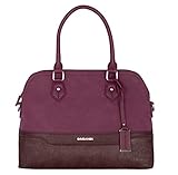 David Jones - Damen Handtasche Elegante Tasche - Frau Henkeltasche Shopper PU Leder - Mehfarbig Schultertasche Bowling Stil Top Griff Gestreift - Umhängetasche Tote Stilvoll Mode - Bordeaux Rot