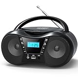 Greadio Tragbarer CD Player Bluetooth 5.1, Boombox Radio mit CD-Player, USB, AUX-In, Netz- und Batteriebetrieb, LCD Display, Kompatibel mit CD/CD-R/CD-RW, CD Spieler für zu Hause oder draußen