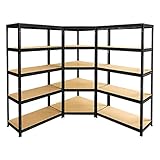 Certeo Mega Deal | 2X Werkstattregal + 1x Eckregal | HxBxT 180 x 180 x 45 cm | Schwarz | Fachbodenregal pulverbeschichtet Steckmontage Spar-Set