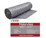Teico Malervlies Abdeckvlies | Malerabdeckvlies 50m² Rolle | Abdeckvlies für Boden mit Anti-Rutsch Beschichtung | 100cm x 50 m | 180g/m²