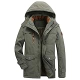 Generisch Herren Warme Winterjacke Parka Jacke Mit Plüsch Gefütterte Steppjacke Kapuze Wintermantel Übergangsjacke Winterparka Outdoor Mantel Klassische Baumwolle Warmer Mäntel