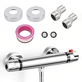 MFUSUL Duscharmatur mit Thermostat, Ventil G1/2' Auslass Mischbatterie Dusche mit 38°C Sicherheitstaste, Duscharmatur Aufputz Chrom Thermostat, 135-160 mm Universal