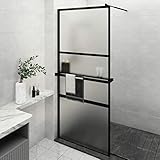 Rantry Walk Duschwand aus schwarzem Regal, 90 x 195 cm, ESG-Glas, Aluminium, feste Duschwand, Duschabtrennung, Schiebetür, Walk-in Duschwand für Badezimmer Modell 3185463