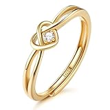JeweBella 925 Sterling Silber Ring Damen Verstellbare Ring Knoten Herzring Daumenring Verlobungsring Trauringe Eheringe Finger Ringe Gold Silber Ring für Frauen