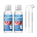 2Pcs Zahnreparaturset Zahn Reparatur Set Zahnfüllung Selber Machen Zahnzement Selbsthärtend Dauerhaft Zahnreparatur Zahnkleber für Zähne Provisorischer Zahnersatz Selber Machen mit 3 Werkzeugen(30ml)