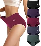 Ruixue Unterhosen Damen Baumwolle Unterwäsche, 5er Pack Slips Damen Stretch Hohe Taille Panties, Bequeme Frauen Unterwäsche, Atmungsaktiv Panties