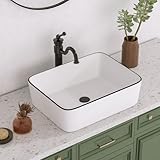 DeerValley Rechteckiges Aufsatzwaschbecken für Badezimmer - Weißer Keramik-Korpus mit Schwarzem Rand, 475x375mm, Handwaschbecken Gäste WC