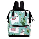 Wickeltasche mit Tribal-Llama-Kaktus-Blumenmuster, Wickeltasche, Mumien-Rucksack, große Kapazität, multifunktionaler Reiserucksack, Wickeltasche, Pflegetasche für Babypflege