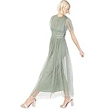 Anaya with Love Damen Ladies Midaxi Dress Women High Waist Keyhole Short Flutter Sleeve Crew Neckline for Wedding Guest Bridesmaids Prom Kleid, Frosty Green, 46