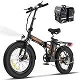 HITWAY Elektrofahrrad für Erwachsene, 20'×3,0/4,0 Fat Reifen, E-Fahrrad Faltbares mit 36V 12Ah/48V 15Ah Lithium-Akku, 90KM/100KM Max Reichweite, 2 Fahrmodi, 7-Gang All-Terrain E Bike für Herren Damen