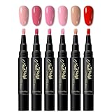 6PCS Nagellack Schnelltrocknend - Rot Rosa Nagellackstift Schnelltrocknend Wasserbasis, Nail Arts Pen Ohne UV Lampe