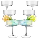 LDXDRU 6er Set Vintage Coupe Gläser, 270 ml Gerippte Champagner Schalen, Sektschalen, Cocktailgläser für Champagner, Espresso Martini, Margarita, Desserts