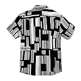 Herren Casual Button Down Hawaiihemd Herren Baumwolle Leinen Textur Henley Shirt Casual Hippie Kurzarm Strand T Shirts, Schwarz 1, Small