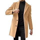 JUZILO Mantel Herren Wintermantel Warm Lange Slim Fit Jacke Wollmantel Stehkragen Business Winddichte Casual Coat mit Taschen