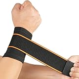 flintronic Handgelenkbandage, Elastisch und Verstellbarer Handgelenk Bandagen, Handgelenkschoner mit Klettverschluss, Atmungsaktiv Wrist Wrap für Sehnenscheidenentzündungen, Tennis (Schwarz A)