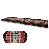 Oriental Galerie Kapok Yogamatte Liegematte Rollmatte Rollmatratze Thaimatte Yoga Matte Liege Kapokmatte Baumwolle Schwarz Rot 175 x 53 cm